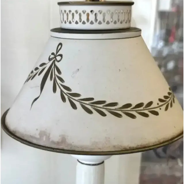 Metal Mid Century Toleware Double Shade Lamp For Sale - Image 7 of 9