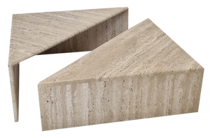 Italian Rectangular Coffee Table in Travertine, 1980s, Set of 2