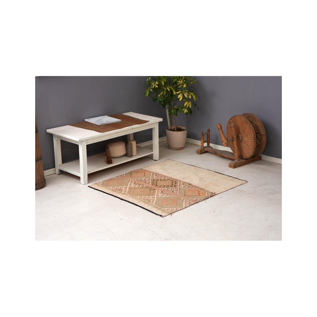 Embroidered Turkish Vintage Kilim Rug - 3`6″ X 4`1″ For Sale In Los Angeles - Image 6 of 6