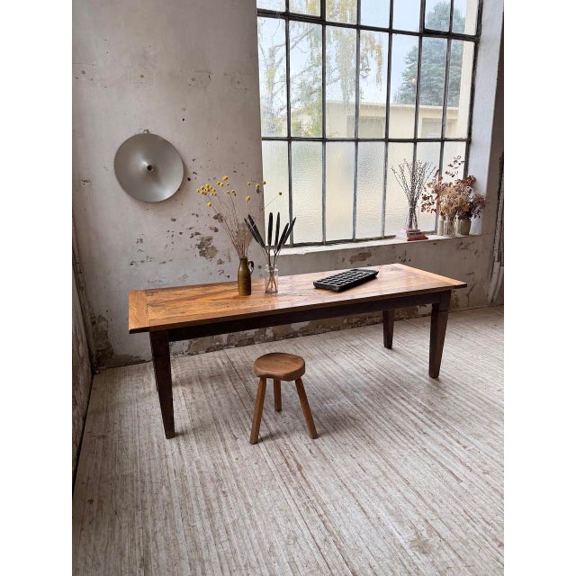 Parquet-Topped Farmhouse Table, 1900s For Sale - Image 10 of 18