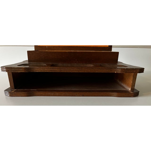 20th C. Mid-Century Modern Wooden Valet Jewelry Box With Woven Cane Top & Drawer For Sale - Image 15 of 18