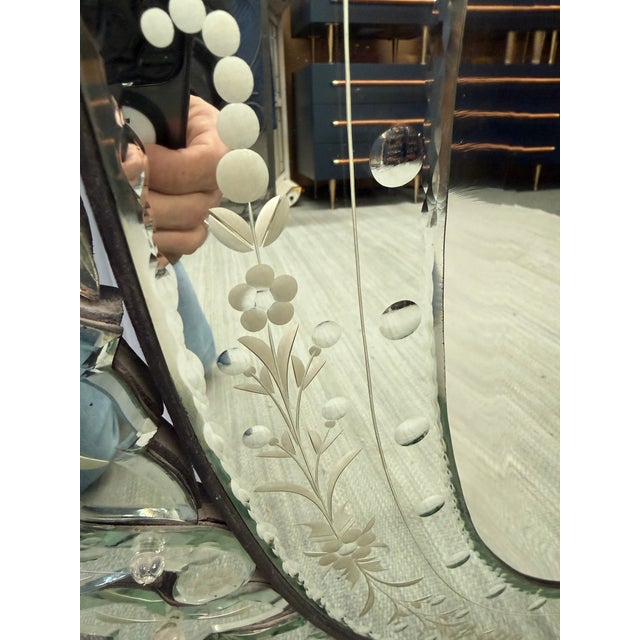 Silver Vintage Venetian Style Wall Mirror For Sale - Image 8 of 12