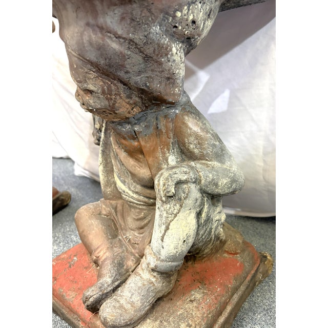 Vintage Cast Cement Figural Putti Garden Stools- A Pair For Sale - Image 18 of 18