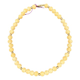 1950s Mid-Century Coastal Sponge Coral & Gold Plate Bead Necklace W/ Fishhook Clasp For Sale