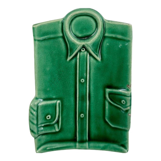 Vintage Green Shirt Ceramic Ashtray Catchall Dish For Sale