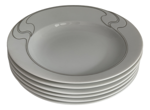 White Asimmetria Soup Plates with Gilt Rims by Björn Wiinblad for Rosenthal Studio Linie, 1980s, Set of 6