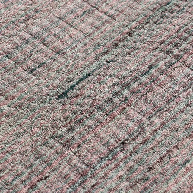 Simplicity Pink Turquoise Contemporary Handwoven Rug 8' X 9'9 For Sale - Image 10 of 11