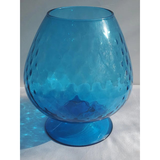 Blue Italian Mid-Century Empoli Blue Glass Optic Snifter For Sale - Image 8 of 8
