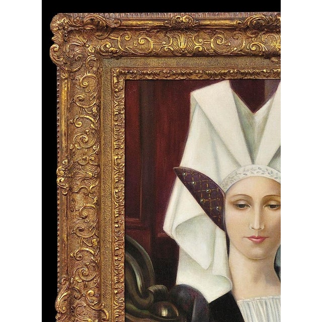 After Edgard Maxence, Liturgical Costume, 1910s, Oil on Canvas For Sale - Image 4 of 18