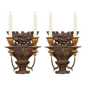 Pair of 19th Century French Carved and Gilt Wood Candle Sconces