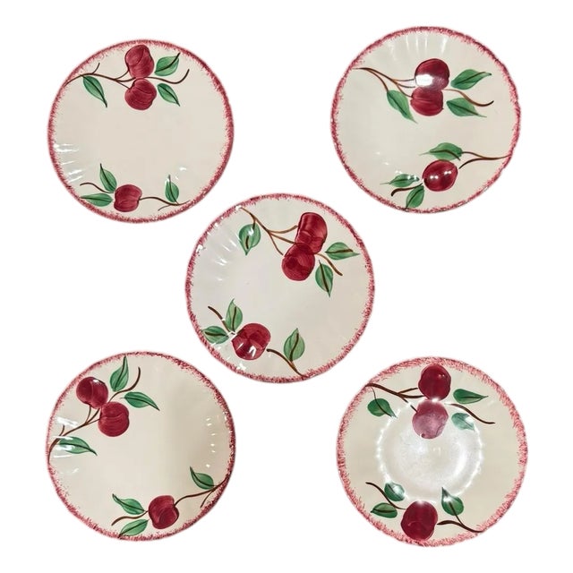Vintage Blue Ridge Southern Potteries "Crab Apple" Bread & Butter Plates - Set of 4 For Sale