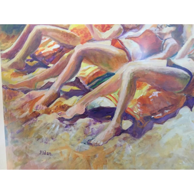 Sunbathers Beach Scene Painting For Sale In West Palm - Image 6 of 12