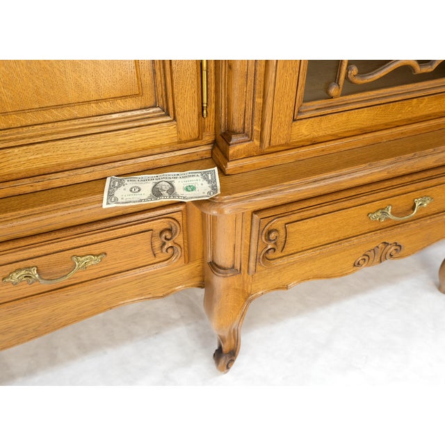 Carved Oak Oversize 5 Doors Long Credenza Cabinet Sideboard w/ Shelves Drawer For Sale - Image 9 of 17