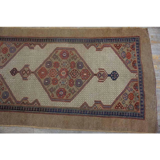 Tribal Geometric Late 19th Century Antique Serab Hallway Runner Rug For Sale - Image 4 of 10