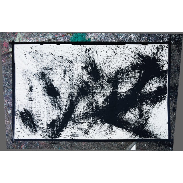 Contemporary Large Abstract Painting "Movement in Black and White 1" by Simon Findlay For Sale - Image 3 of 13