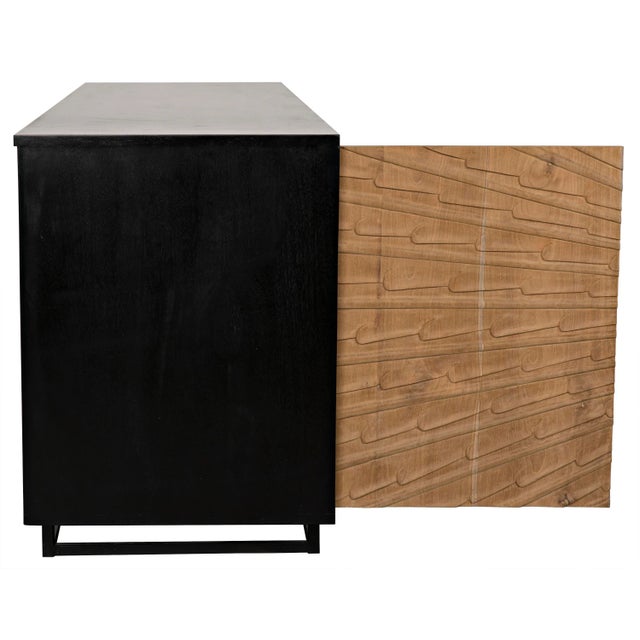 Wood NOIR Ra Sideboard, Hand Rubbed Black With Teak For Sale - Image 7 of 11