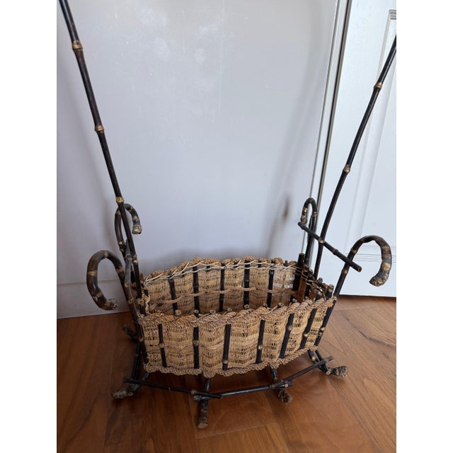 French Napoleon III bamboo basket. Late 19th c 20”l x 12”d x 36”h