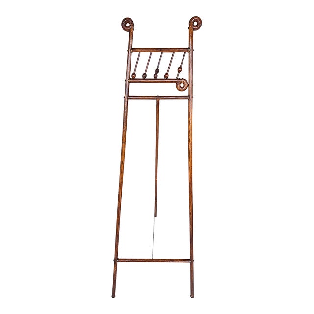 Large Stick and Ball English Victorian Campaign Floor Easel in Turned Wood 1900s For Sale