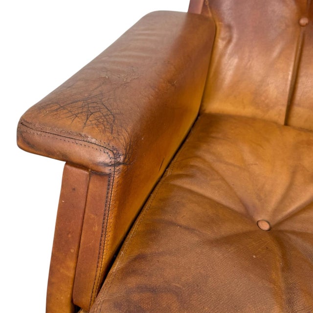 Vintage Cognac Leather Swivel Lounge Chairs from Eugen Schmidt, 1970s, Set of 2 For Sale - Image 10 of 18