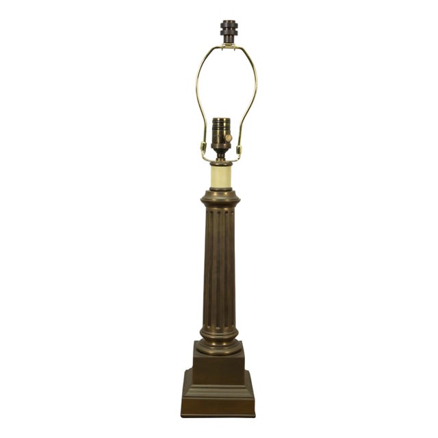 Visual Comfort Neoclassical Brass Corinthian Column Pillar Candlestick Lamp For Sale