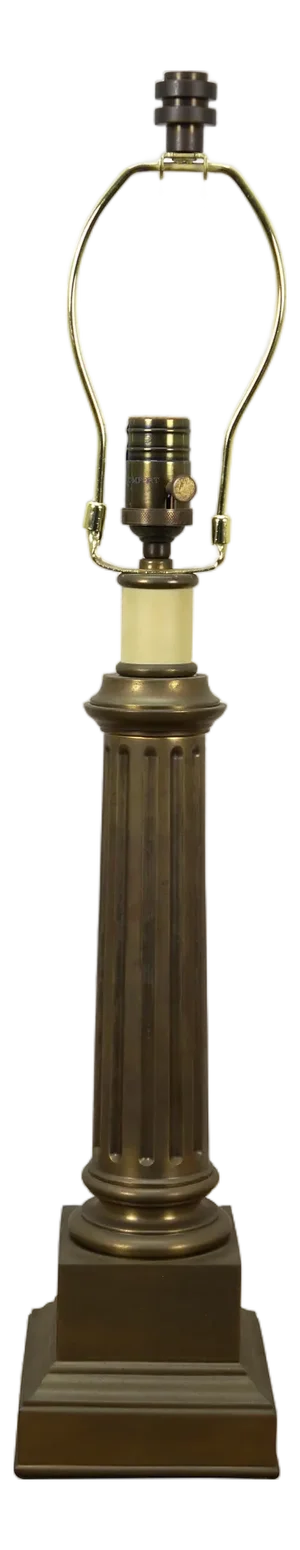 Visual Comfort Neoclassical Brass Corinthian Column Pillar Candlestick Lamp