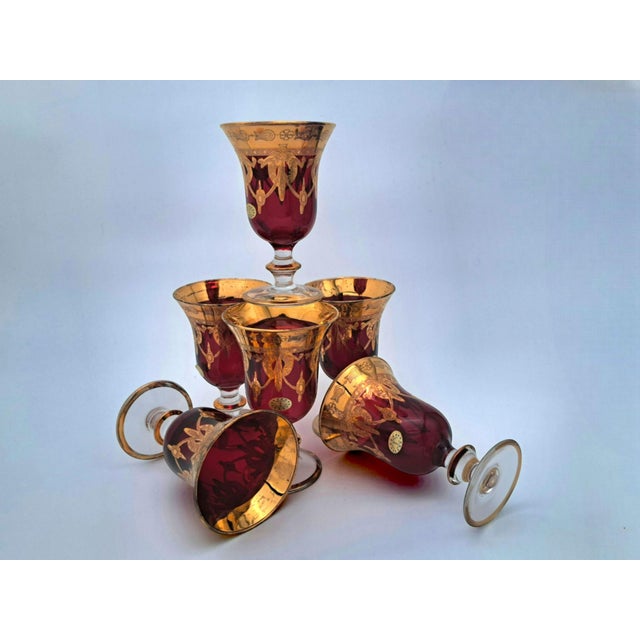 Hollywood Regency Vintage Murano Glass Glasses, 1970s, Set of 6 For Sale - Image 3 of 8