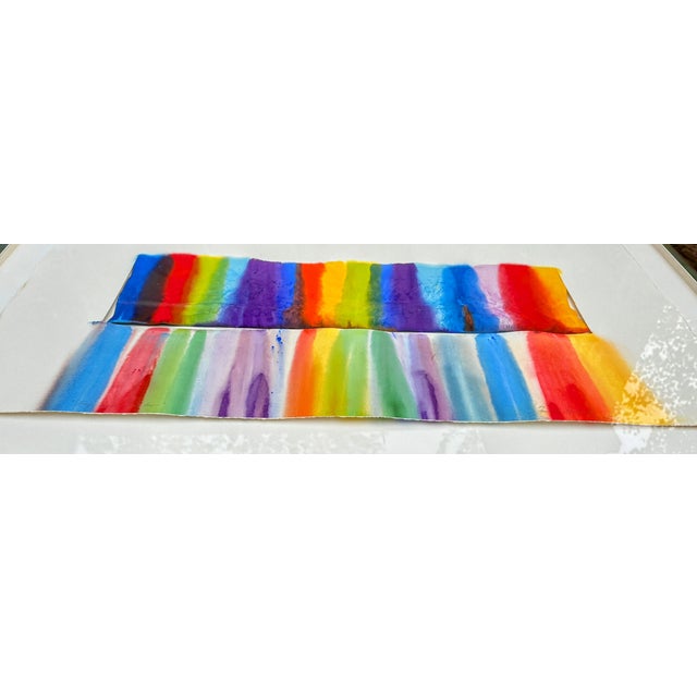 1970s 1970s Original Signed 47" Tom Graboski "Long Patch Rainbow" Watercolor Paper Sculpture, Framed For Sale - Image 5 of 17
