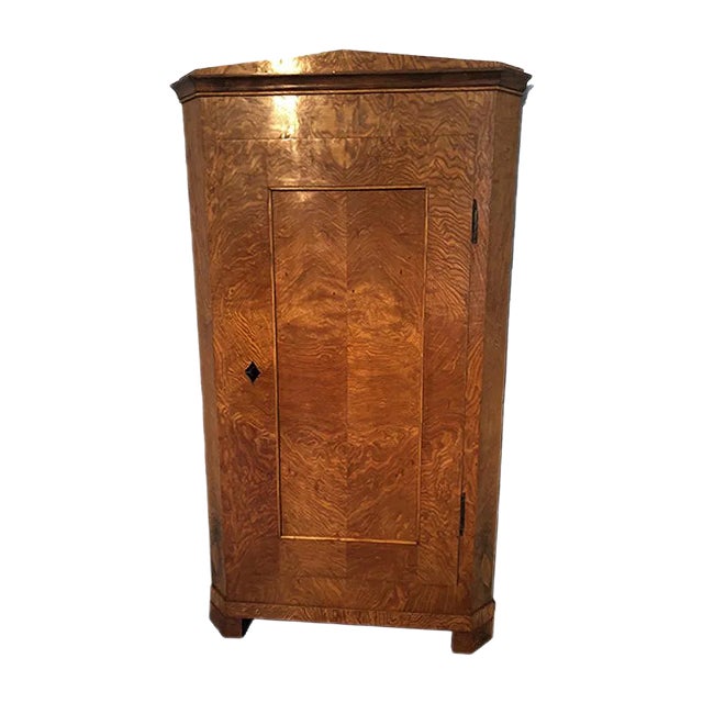 Biedermeier Elm Corner Cupboard, 1830s For Sale