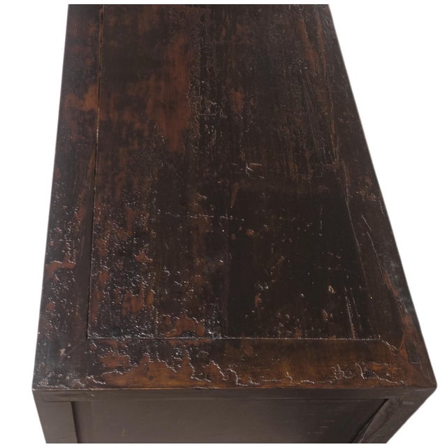 Circa 1926 Antique Chinese Dark Brown Painted Sideboard With Four Drawers and Four Doors For Sale - Image 10 of 13