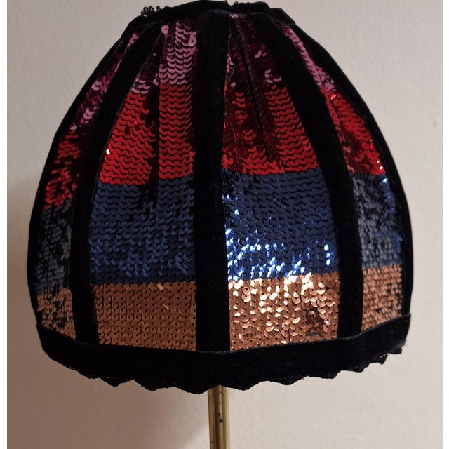 Black Mid-Century German Floor Lamp with Brass Base and Sequin Shade from Lamplove, 1950s For Sale - Image 8 of 11