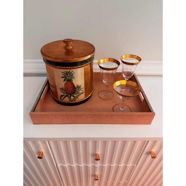 Gold Vintage Vietri Italian Pineapple Giltwood Ice Bucket With Removable Metal Liner For Sale - Image 8 of 9