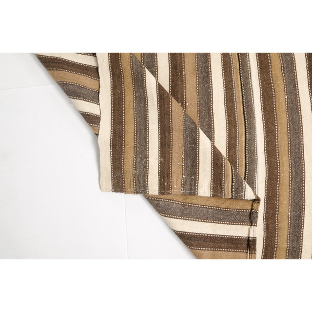 Black Oushak Anatolian Stripe Kilim Rug For Sale - Image 8 of 9