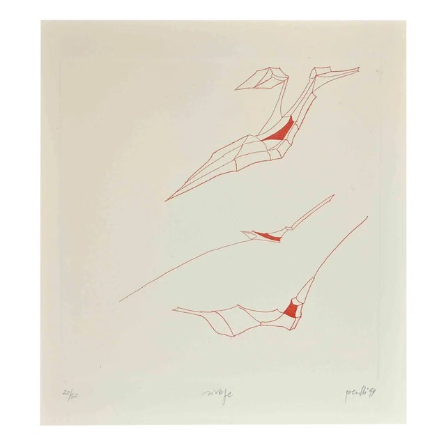 Achille Perilli, Phrases, Rivage, Etching, 1999 For Sale