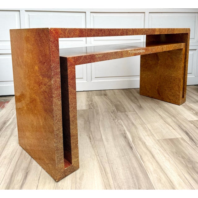 Postmodern Karl Springer Style Architectural Console Table For Sale - Image 10 of 16