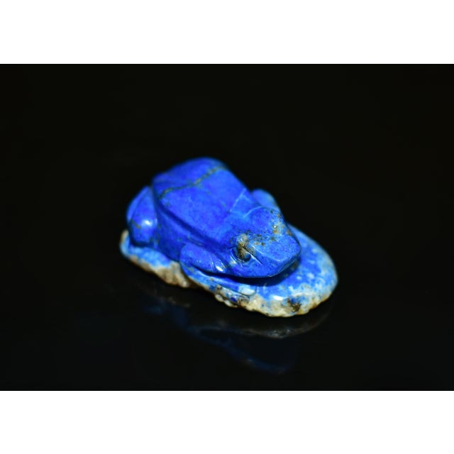 Traditional Lapis Lazuli Frog Japanese Antique Blue Gemstone For Sale - Image 3 of 11
