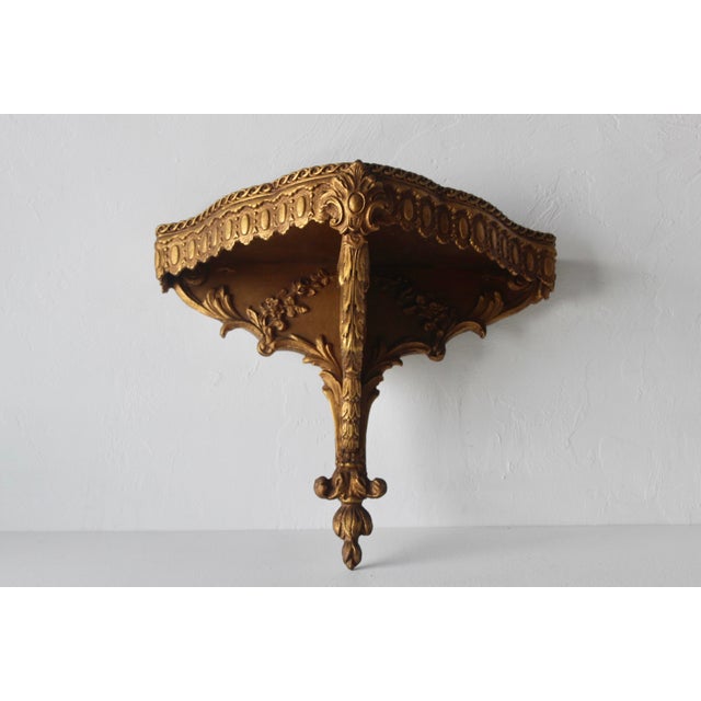 Italian Style Giltwood Hanging Wall Bracket Shelf Sconce Mid-Century Vintage For Sale - Image 16 of 17