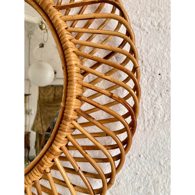 Wood Wicker Mirror attributed to Franco Albini, 1960s For Sale - Image 7 of 9