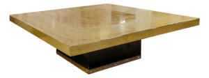 Etched Brass Square Coffee Table from Georges Mathias, Belgium, 1970s