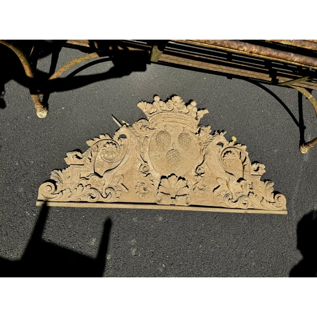 Carved pediment from a castle in Normandy. 48”l x 23”h 45-255 2850