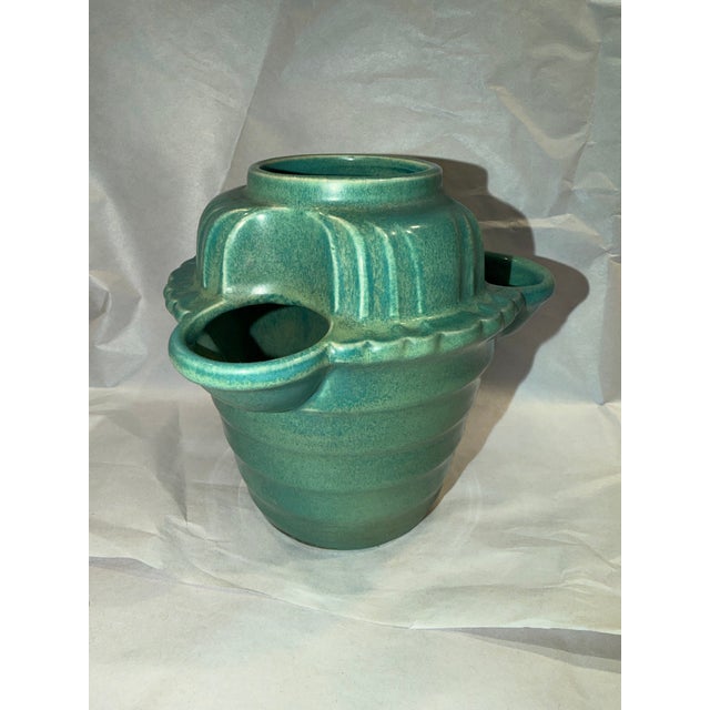 This listing is for a nice Art Deco style strawberry pot by Cowan Pottery. The pot has a nice green glaze. It is stamped...