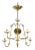 Mid Century Brass & Glass Undulating 6-Arm Chandelier For Sale