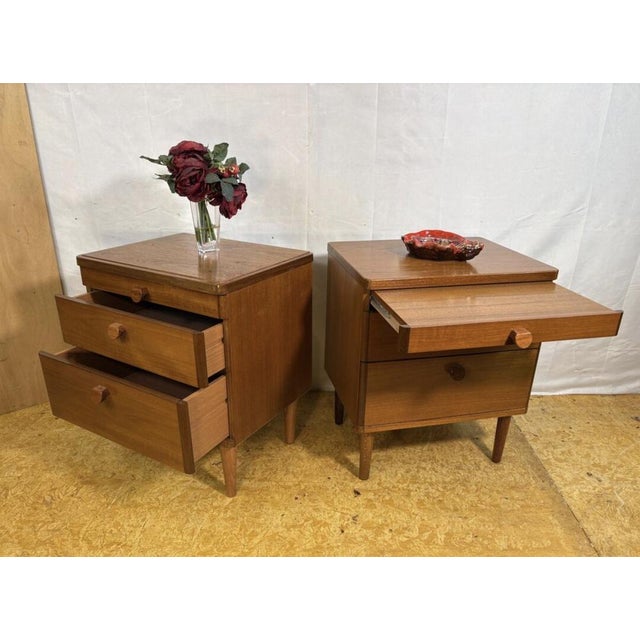 Mid-Century Modern Teak Bedside Cabinets from Stag, 1960s, Set of 2 For Sale - Image 4 of 13