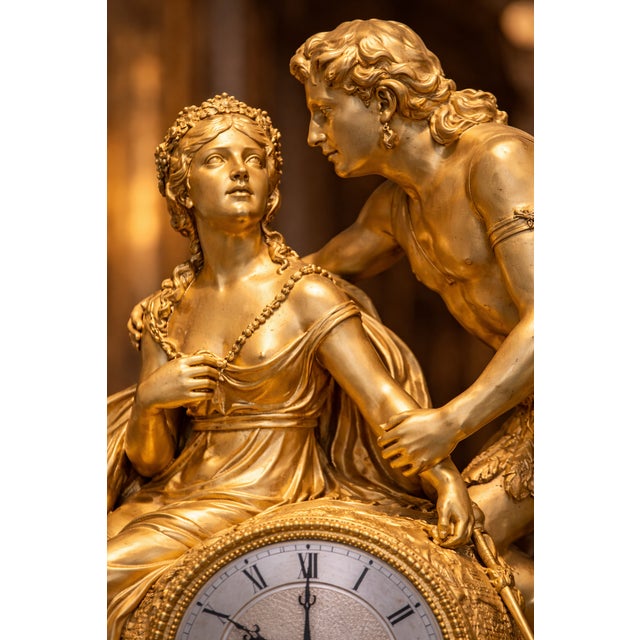 1830 French Louis Philippe Gold Ormolu Bronze Clock For Sale - Image 10 of 17