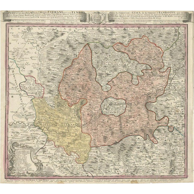 Antique Map of the Region of Elbogen & Eger, 1742 For Sale