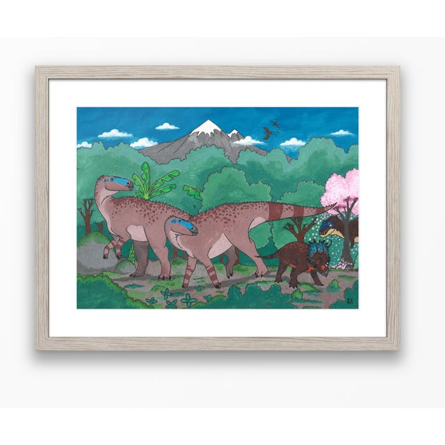 Paper Atelier Aria Lumae Kai Hanna Van Wouden Dinosaur Paradigm Original Gouache Fine Art Cotton Rag Gallery Board Print 24 X 18 For Sale - Image 7 of 15