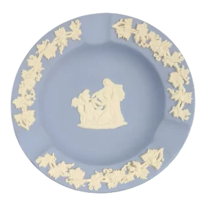 Vintage Wedgewood Blue Jasperware Ashtray Neoclassical Figural Scene