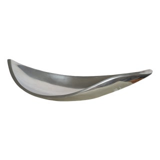 Vintage Brushed Chrome Metal Catch All, 1980s For Sale