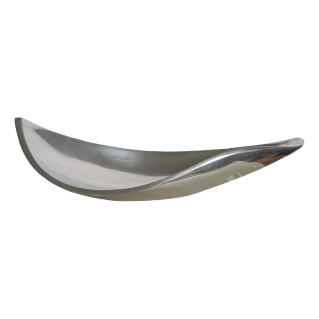 Vintage Brushed Chrome Metal Catch All, 1980s For Sale