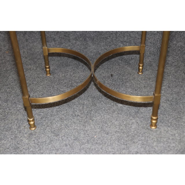 Pair 1960's Maison Jansen Style Mirrored Top & Brass End Tables For Sale - Image 9 of 11