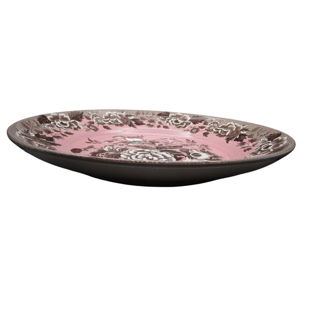 Victorian Spode Archive Collection British Flowers Poppy 12" Pasta Serving Bowl Floral Rimmed Made in England Vintage 2007 For Sale - Image 3 of 7